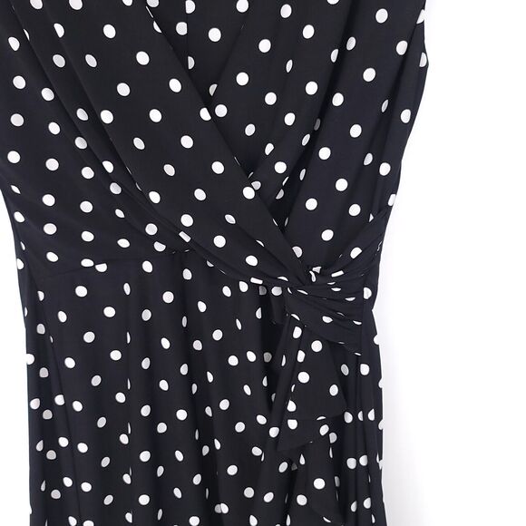 Ralph Lauren Dress Womens 14 Knee Faux Wrap Short Sleeve V Neck A Line Ruffle - Picture 4 of 9